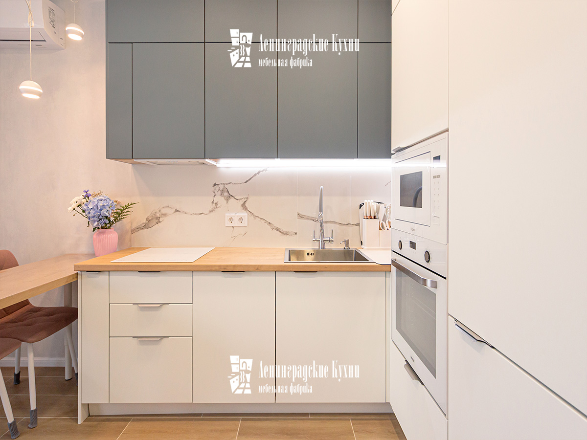 Кухня Майя белая и серая из МДФ, фото